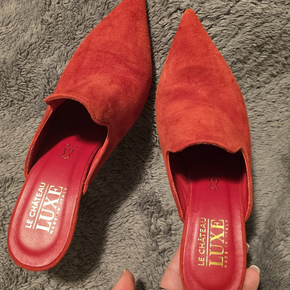Red Suede Women's Mules